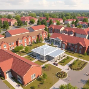 Conceptual design of a foster care village with housing units and community center
