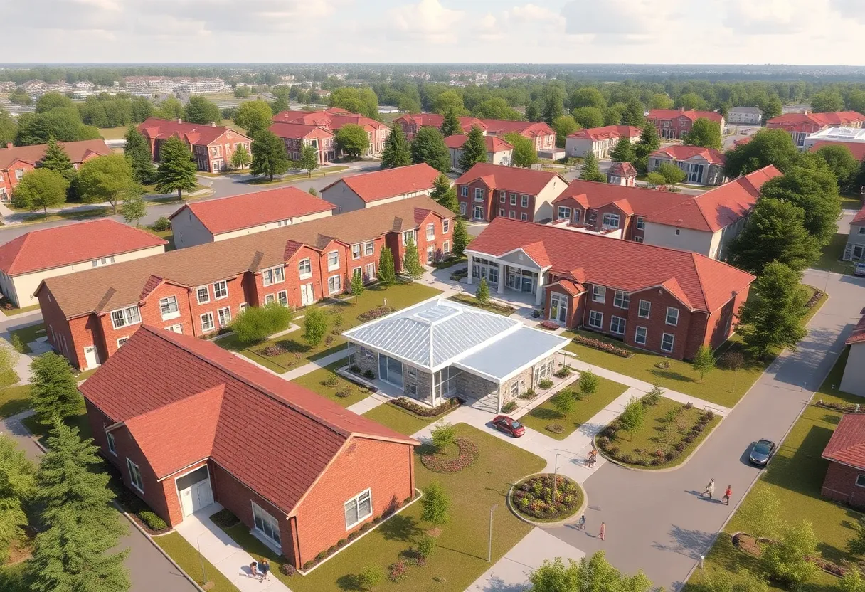 Conceptual design of a foster care village with housing units and community center