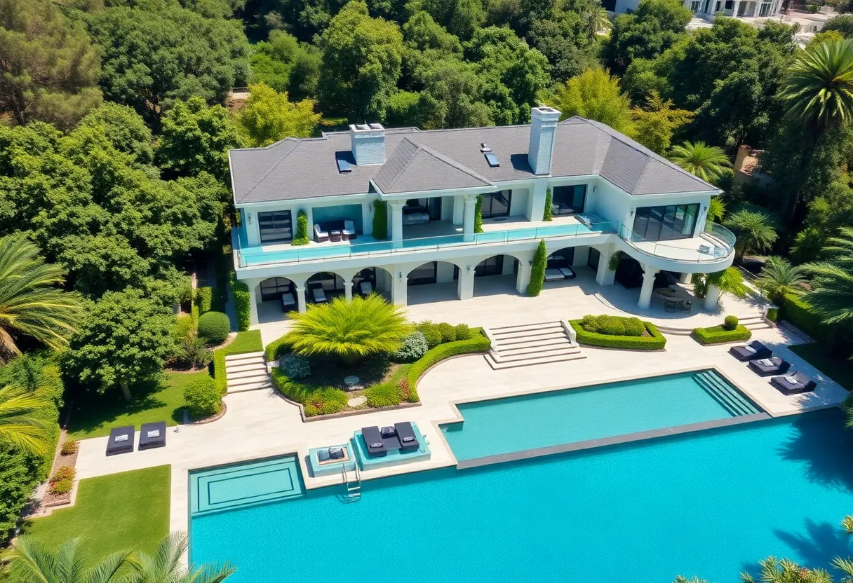 A luxurious Beverly Hills megamansion under construction
