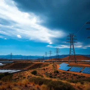 Renewable energy landscape in California with power lines