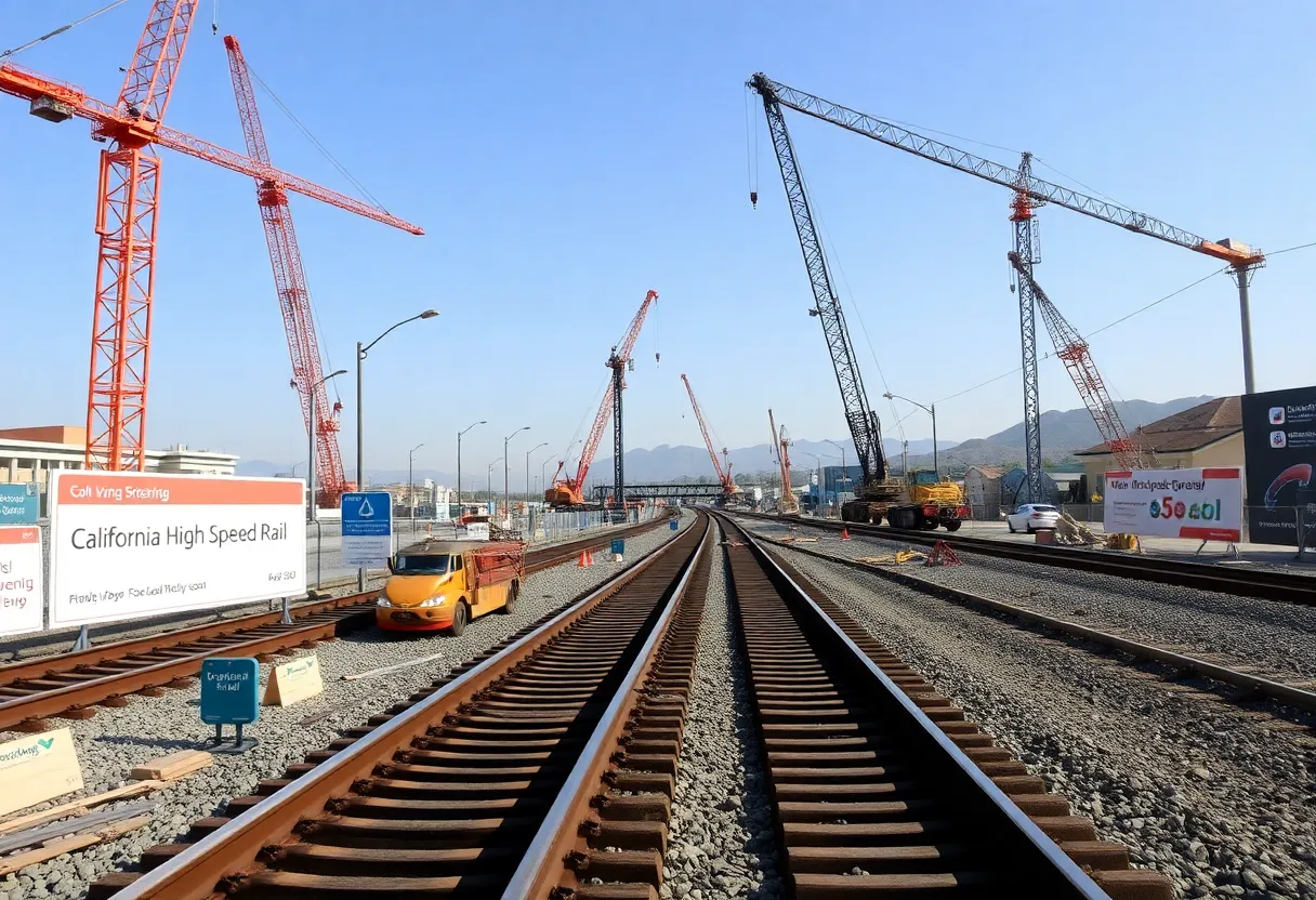 Construction site for California High-Speed Rail with machinery
