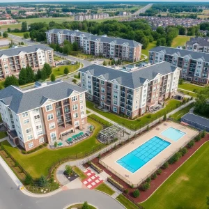 A visual representation of the luxury apartments and amenities at Camelot on Main in Sayreville.