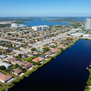 Aerial view of Cape Coral's real estate developments