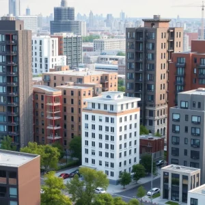 Conceptual image of affordable housing development in California
