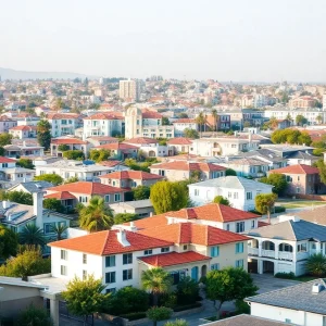 Diverse housing types in a California city, highlighting affordability efforts