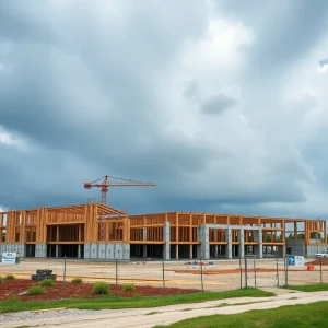 Construction site in Cape Coral with cloudy skies