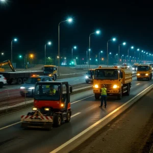 Nighttime road construction in Chico