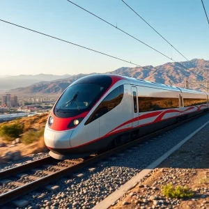 Conceptual image of a high-speed train in California