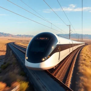 High-speed train in California Central Valley