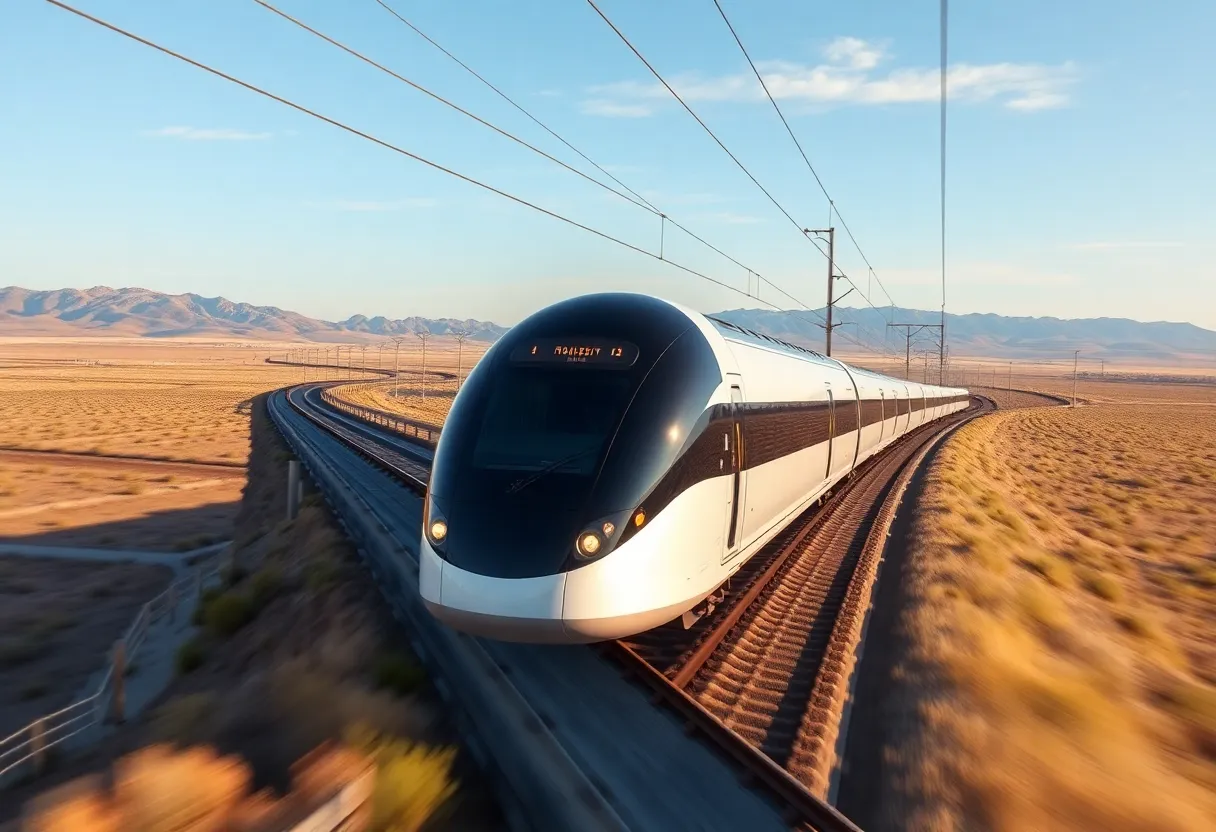 High-speed train in California Central Valley