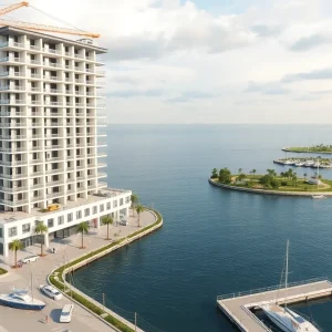 Rendering of eight-story Residences at Marina Village near Riviera Beach waterfront