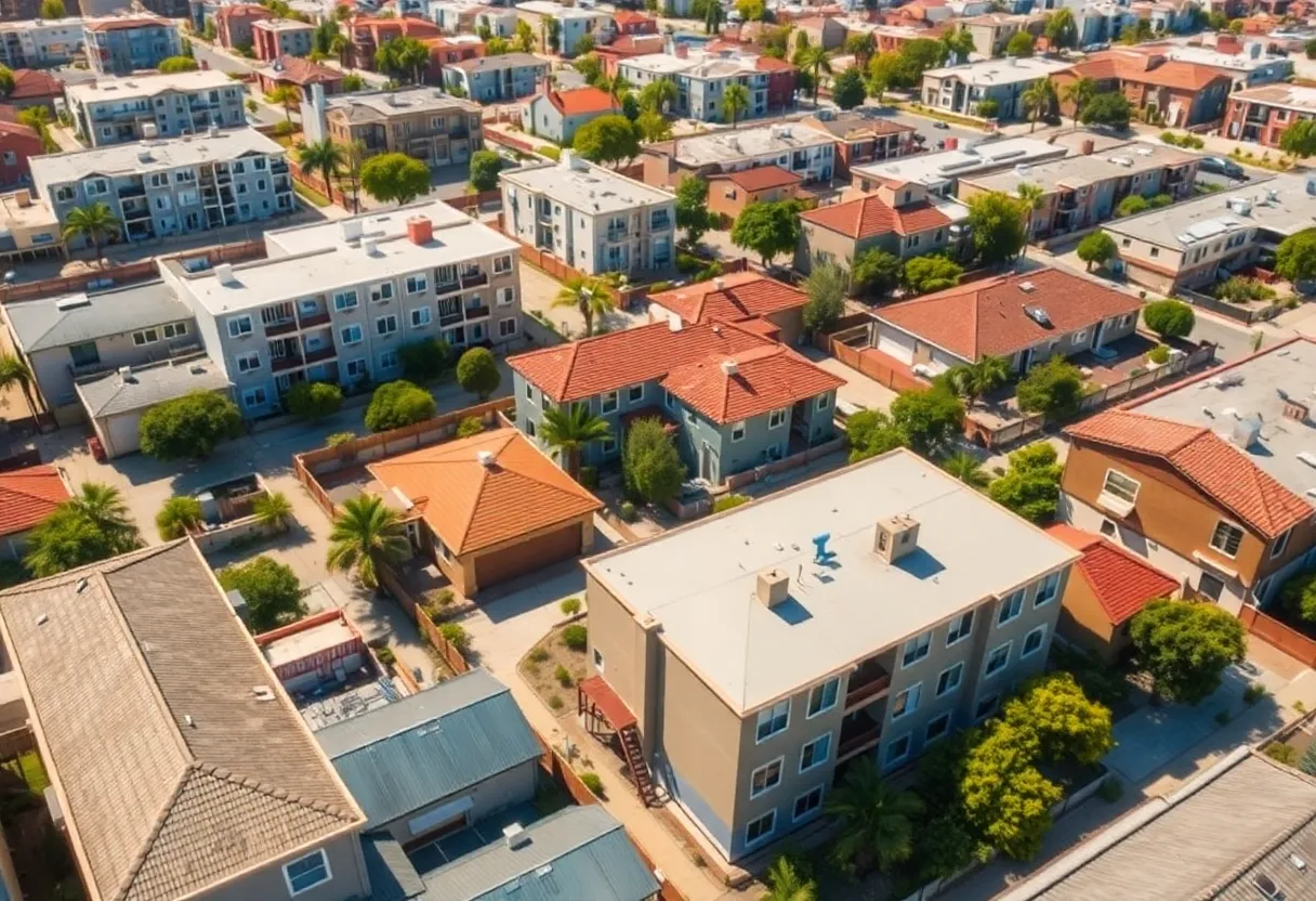 Aerial view of affordable housing in California