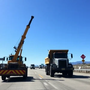 Construction workers on a highway project in Northern California