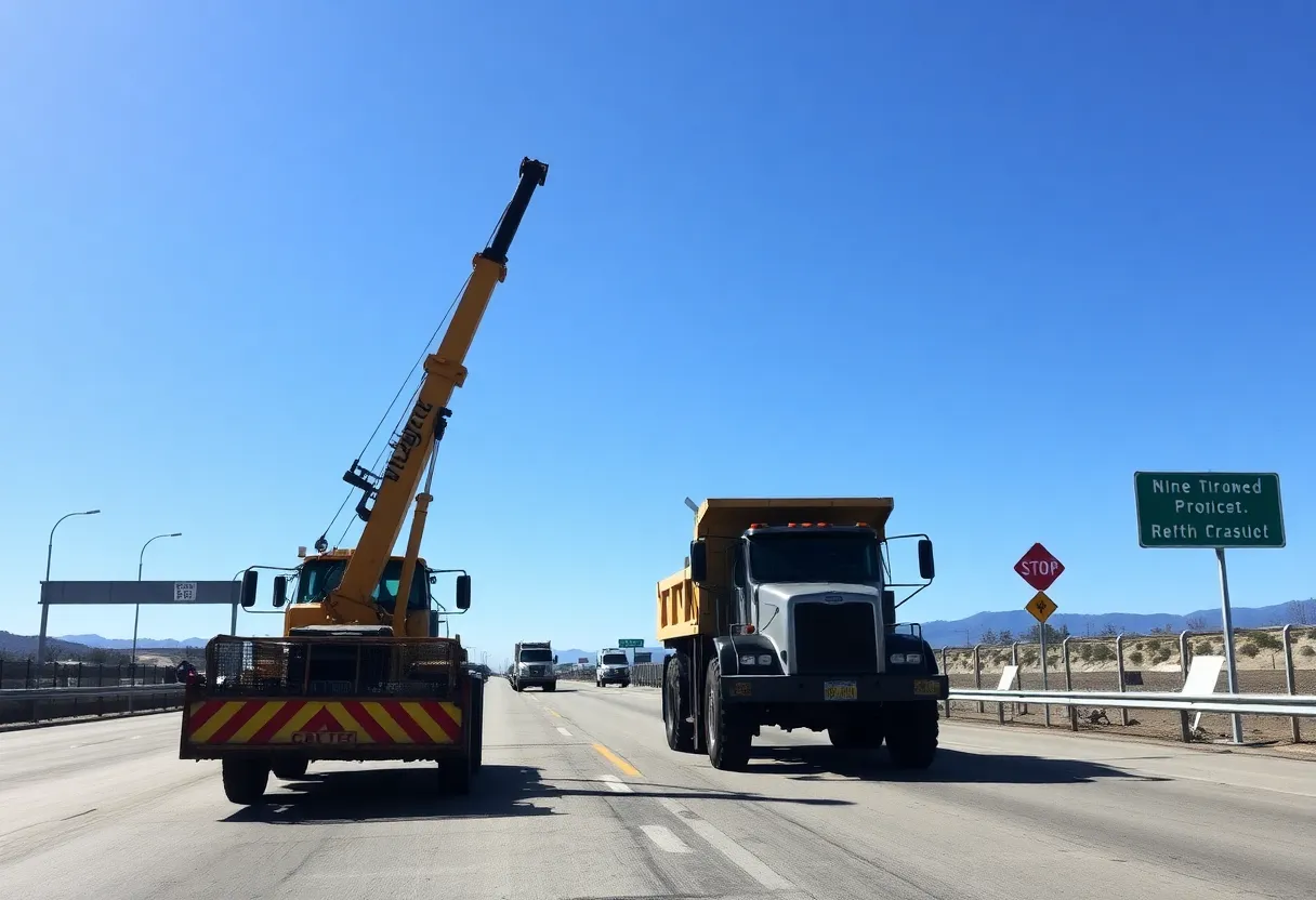 Construction workers on a highway project in Northern California