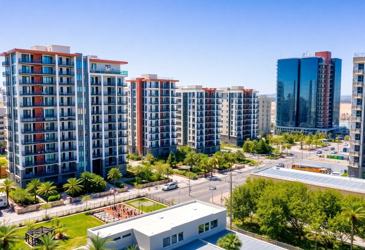 Newly developed residential buildings in San Diego